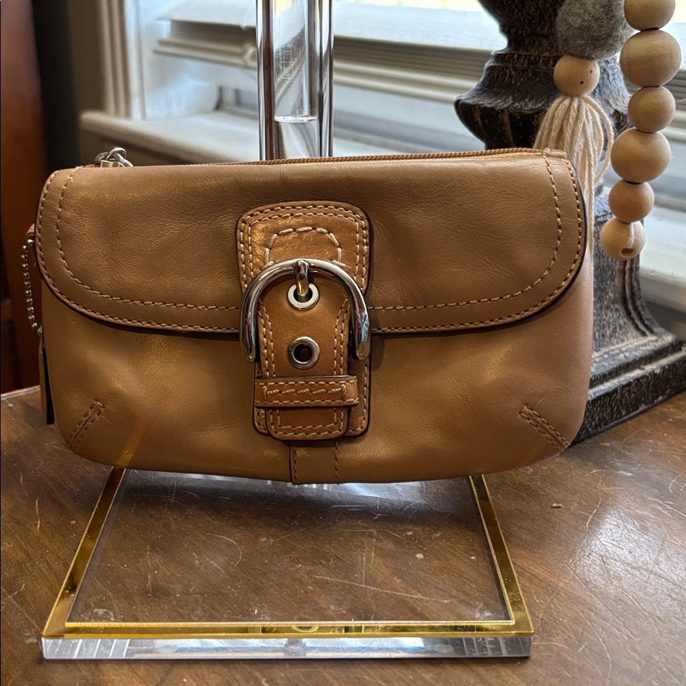 Coach Brown Leather Wristlet Clutch